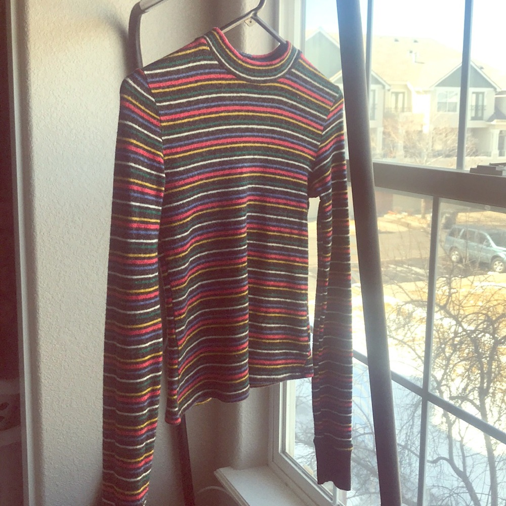 long sleeve striped shirt.